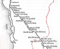 Kaart van de Birma-Siam-spoorlijn
