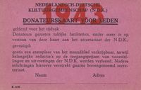 Nederlands Duitse Kultuurgemeenschap Donateurskaart 1943