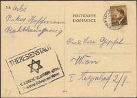 Stempel Theresienstadt voorkant Pakketkaart