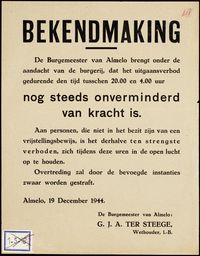 1944 12 19 - bekendmaking uitgaansverbod