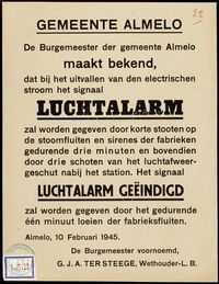 1945 02 10 - bekendmaking luchtalarm,